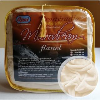 2L - Mikroplyšové prostěradlo APEX Microdream Flanel - 180/200 - Světle béžová