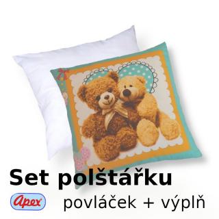 3D povláček na polštářek APEX - Méďa - SET Polštářek s výplní + Povláček