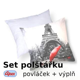 3D povláček na polštářek APEX - Paříž - SET Polštářek s výplní + Povláček