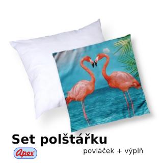 3D povláček na polštářek APEX - Plameňák - Polštářek s výplní (100% PES  kuličkové duté vlákno)