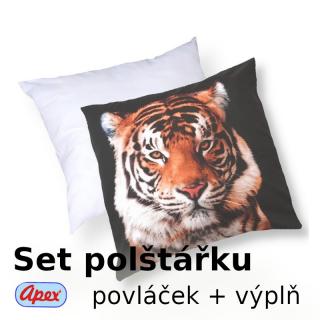 3D povláček na polštářek APEX - Tygr - SET Polštářek s výplní + Povláček