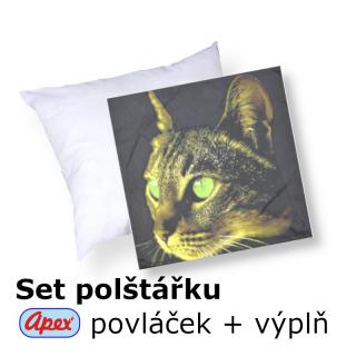 3D povláček na polštářek APEX - Zelená kočka - SET Polštářek s výplní + Povláček