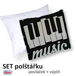 Povláček na polštářek APEX Microtop - Piano - Polštářek s výplní (100% PES  kuličkové duté vlákno)
