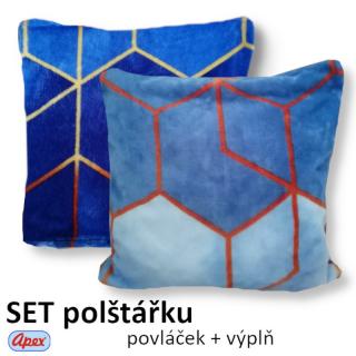 Povláček na polštářek APEX Mikroplyš Flanel – Nina modrá - SET Polštářek s výplní + Povláček