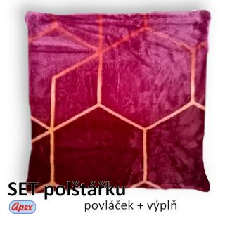 Povláček na polštářek APEX Mikroplyš Flanel – Nina vínová - SET Polštářek s výplní + Povláček