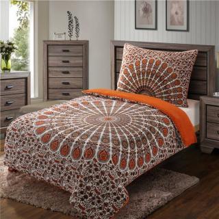 Povlečení APEX Mikroplyš Flanel Minky – Mandala oranžová