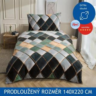 Prodloužené povlečení APEX Mikroplyš Flanel - Adam zelený