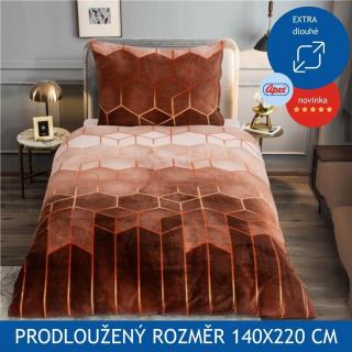 Prodloužené povlečení APEX Mikroplyš Flanel - Nina hnědá