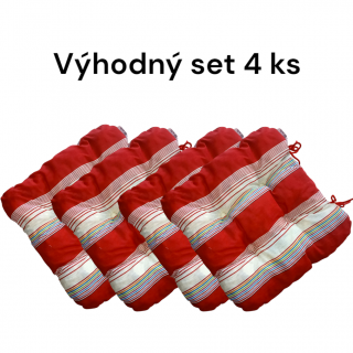Prošívaný sedák APEX Bamberk - Červený pruh - Výhodná sada - 4 ks