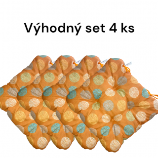 Prošívaný sedák APEX Bamberk - Oranžová kolečka - Výhodná sada - 4 ks