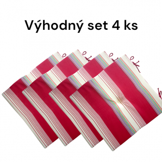 Sedák APEX Bombay s centrálním proševem - Červený pruh - Výhodná sada - 4 ks