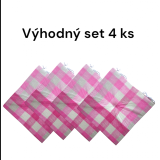 Sedák APEX Bombay s centrálním proševem - Růžové kostky - Výhodná sada - 4 ks