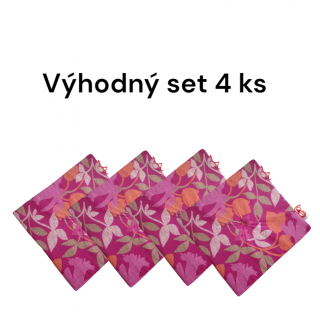 Sedák APEX Bombay s centrálním proševem - Růžové květy - Výhodná sada - 4 ks