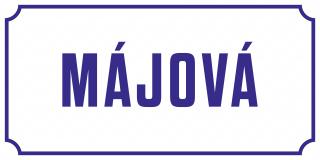 Smaltovaná cedule  600x300mm uliční - Bílá s modrým textem
