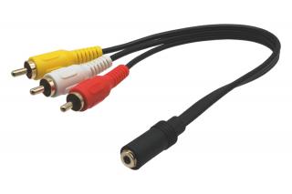 AV REDUKCE CINCH SAMEC - JACK SAMICE (AV redukce 3x RCA - JACK 3,5mm 4 pólový)