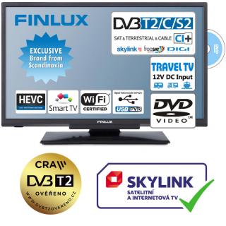 FINLUX TV24FDM5760-T2 SAT DVD SMART WIFI 12V- (24"(60cm) 12V cestovní TV)
