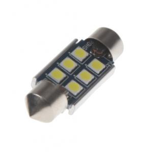 LED sufit (36mm) bílá, 12V, 6LED/3030SMD 2 KS (Nová generace LED autožárovek s paticí sufit 36 mm 2 ks)