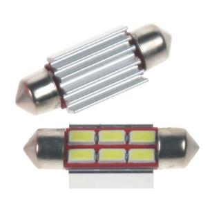 LED SUFIT (36MM) BÍLÁ, 24V, 6LED/5730SMD S CHLADIČEM 2 KS (Nová generace LED autožárovek s paticí sufit 2ks)