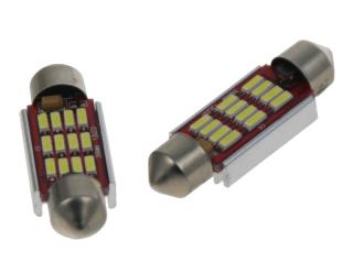 LED SUFIT (39MM) BÍLÁ, 12V, 12LED/4014SMD 2 KS (Nová generace LED autožárovek s paticí sufit 2ks)