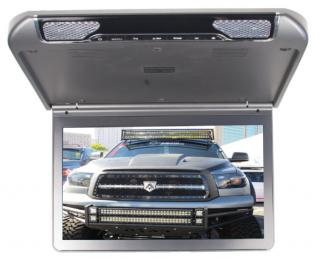 STROPNÍ MONITOR 13,3" ŠEDO/STŘÍBRNÝ S SD/USB/IR/FM/HDMI (Plochý stropní výklopný LED LCD monitor 13,3" s HDMI vstupem)