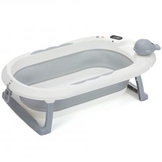 Fillikid Skládací dětská vanička Beluga s teploměrem white-grey