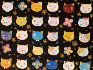 Quilting Treasures Fabrics Kitty Cats - Heads and Flowers