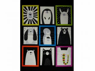 Studio E fabrics Black and White with a Touch of Bright - Panel