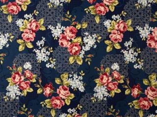 Windham Fabrics Spellbound Floral Medallions Navy