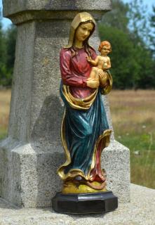 Marie a Ježíšek - 57 cm -rubínovomodrá (Soška - výška s podstavcem 57 cm)