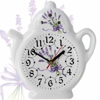 Porcelánové hodiny - levandule (šířka - 22 cm, výška - 25 cm)