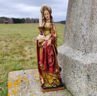 Soška Svatá Barbora - 38 cm (Sv.Barbora patronka  havířů, dělostřelců, pyrotechniků, architektů, matematiků )