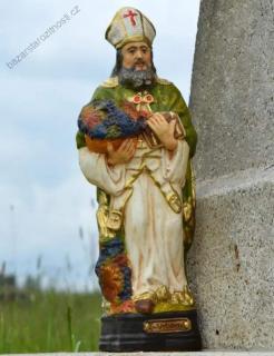 Soška Svatý Urban - patron vinařů a bednářů - zelený 37 cm (výška 37 cm)