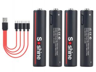 4x dobíjecí USB AA 1,5V baterie Soshine 2600mWh + USB kabel