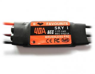 Regulátor otáček 40A Favourite SKY BEC (2-3S) 39g  ESC - Air/Heli