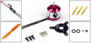 Střídavé Combo MM1408-1850kv DW Hobby + 10A ESC, vrtule 6x3, unašeč, konektory