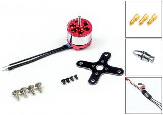 Střídavé Combo MM1908 (C20)-2050kv DW Hobby + 20A ESC, unašeč, 3,5mm konektory