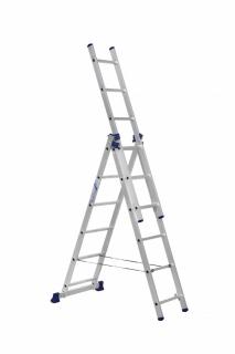 Univerzální 3-dílný žebřík Alumet, 3x7 příček, až 3.94m