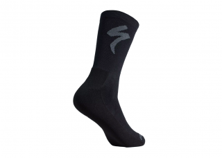 Cyklistické ponožky Specialized Primaloft® Lightweight Tall Logo Black/Grey Velikost: M (EU 40-42)