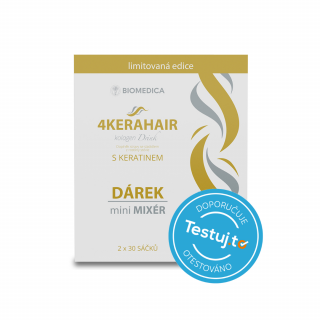 Limitovaná edice 4KERAHAIR kolagen Drink 2x 30 sáčků + mini MIXÉR