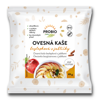 Kaše ovesná s jablíčky bezlepková jednoporcová 65 g BIO PROBIO