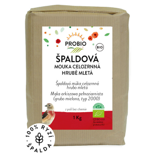 Mouka špaldová celozrnná hrubě mletá 1 kg BIO PROBIO
