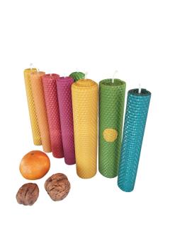 Barevná motaná svíčka ze včelích pláství 21 cm velká | Bioflower.cz, Barva Modrá
