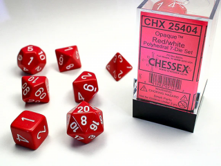 Chessex sada kostek (7 kostek) Barva: Červená & Bílá