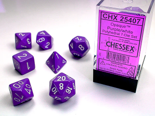 Chessex sada kostek (7 kostek) Barva: Fialová & Bílá