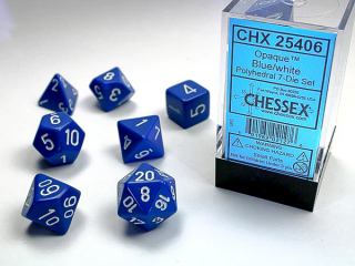 Chessex sada kostek (7 kostek) Barva: Modrá & Bílá