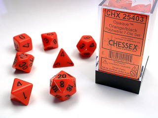 Chessex sada kostek (7 kostek) Barva: Oranžová & Černá