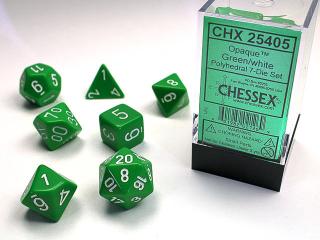 Chessex sada kostek (7 kostek) Barva: Zelená & Bílá