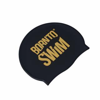 Bezešvá plavecká silikonová čepice ČERNÁ BornToSwim® ZLATÉ logo Barva: Černo/zlatá