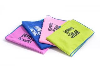 Microfibre osuška s BornToSwim® logem - Fialová, Modrá, Zelená a Růžová Barva: Zelená, Velikost: 70 x 140 cm