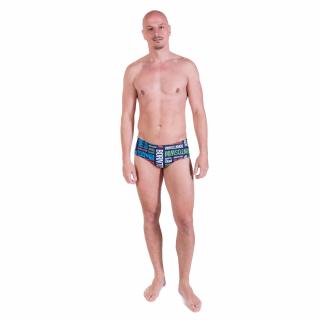 Pánské plavky s potiskem log BORN TO SWIM® - Tmavě modrá Barva: Tmavě modrá, Velikost: L